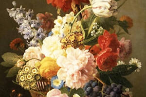 Алмазна мозаїка вишивка Натюрморт квіти та фрукти Ян Франс ван Даель на підрамнику повна 5d 30х40