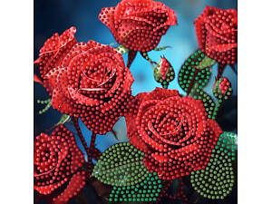 Алмазна мозаїка 'Червоні троянди' ZAV1818-24, 18х18 см