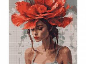 Алмазна мозаїка на підрамнику Santi Дівчина з червоною квіткою 956045 40х50 см