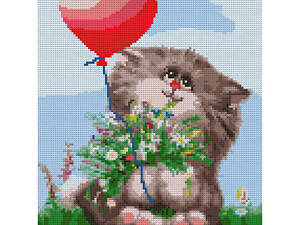 Алмазна мозаїка на підрамнику Santi Котик з кулькою 954714 40х50 см