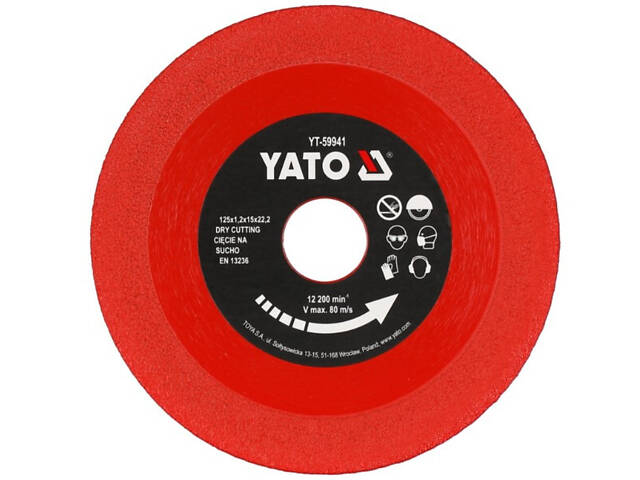 Алмазный диск для резки стекла, керамики, керамогранита, терракоты Yato YT-59941