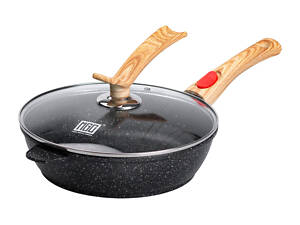 Алюмінієва глибока сковорода (2,8 л) зі скляною кришкою Ø 26 см Чорний MGC HP-4-464B