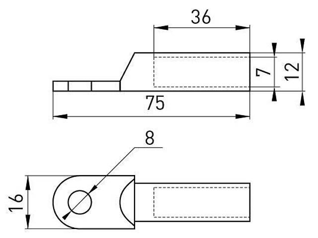 Алюмінієвий кабельний наконечник 25кв.мм M8 гільза: 36мм (1шт) [s020013] E.NEXT e.end.stand.a.25.М8 - Фото 3