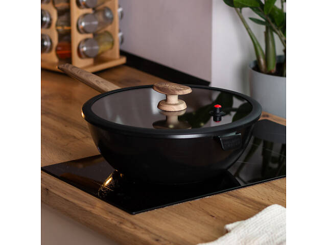 Алюмінієва сковорода 5.6 л з керамічним покриттям антипригарним Ø 30 см чорна MGC HP-4-460B - Фото 5