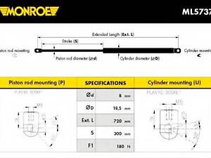 Амортизатор багажника AUDI A6 (вир-во Monroe) MONROE ML5737 на AUDI A6 седан (4F2, C6)