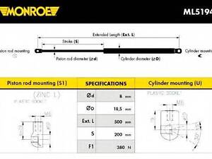 Амортизатор багажника MONROE ML5194 на VW POLO (9N_)