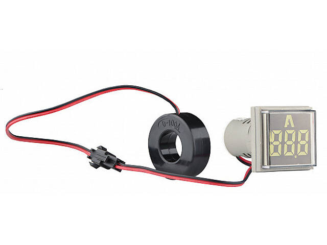 Амперметр цифровий 5-100А ᴓ22мм квадратний білий [A0190010147] U-ADM-A АСКО - Фото 1