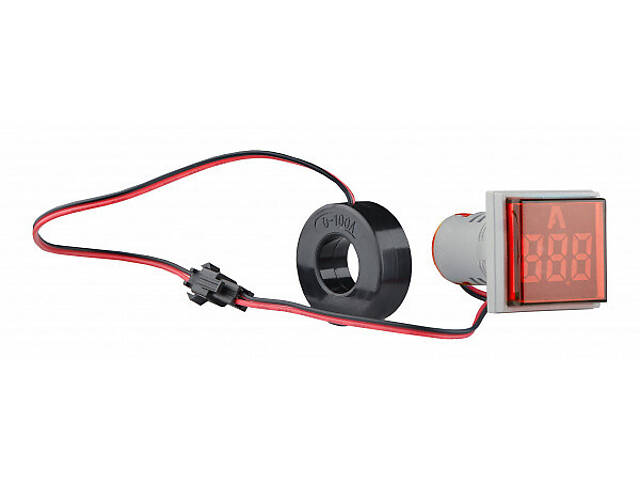 Амперметр цифровий 5-100А ᴓ22мм квадратний червоний [A0190010143] U-ADM-A АСКО - Фото 1