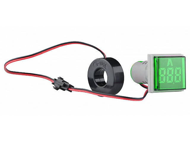 Амперметр цифровий 5-100А ᴓ22мм квадратний зелений [A0190010144] U-ADM-A АСКО - Фото 1