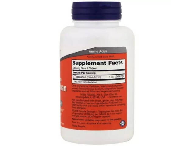 Амінокислота Now Foods L-Триптофан, подвійної концентрації, 1000 мг, L-Tryptophan, Do (NOW-00169) - Фото 2