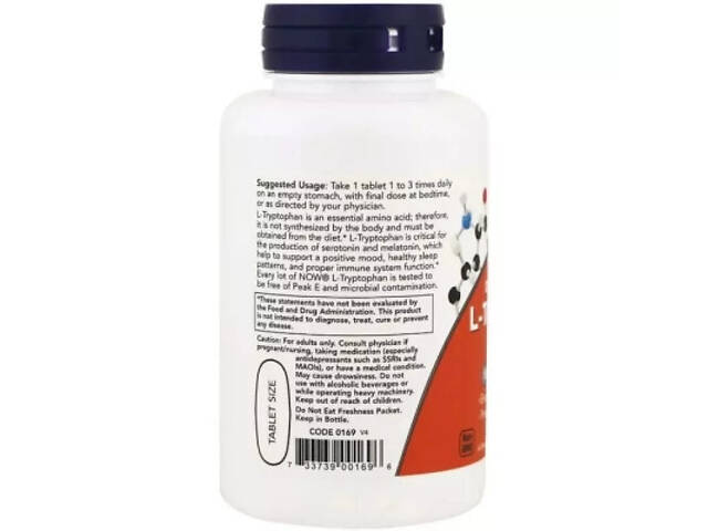 Амінокислота Now Foods L-Триптофан, подвійної концентрації, 1000 мг, L-Tryptophan, Do (NOW-00169) - Фото 3