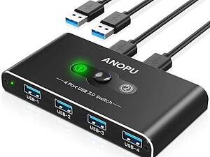 Anopu USB-перемикач KVM-перемикач, алюміній Перемикач USB 3.0