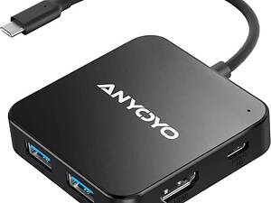 ANYOYO USB C Hub USB-адаптер-розгалужувач 6в1 з HDMI 4K, 30 Гц, PD 100 Вт, 3 USB A 3.0, 1 USB C 3.0