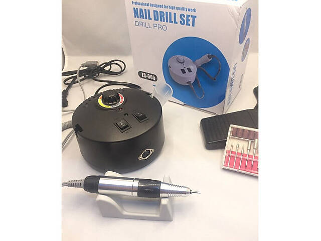 Апарат фрезер SalonHome T-ZS-605-black для манікюру та педикюру круглий 35000 обертів Чорний - Фото 3