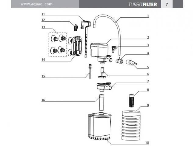Aquael Внутренний фильтр для аквариума Aquael Turbo Filter 1000, 1000л/ч - Фото 6