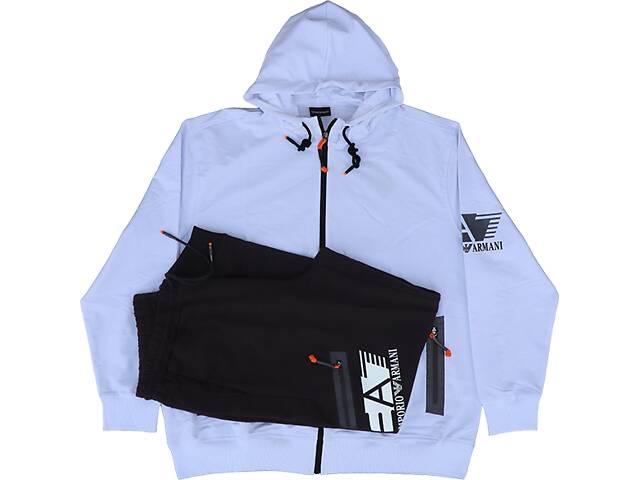 Armani великий розмір білий чоловічий спортивний костюм. - Фото 1