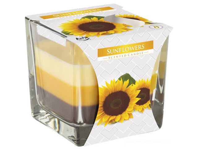 Ароматична свічка у стакані із триколірним наповненням Соняшники (SNK80-330) - Фото 1