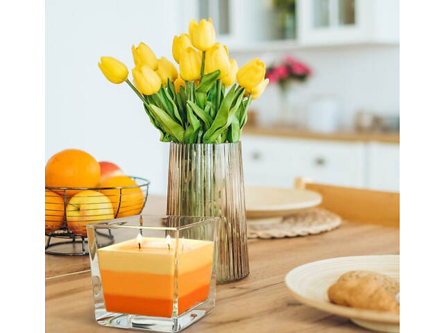 Ароматична свічка у стакані із триколірним наповненням Апельсин (SNK80-63) - Фото 2