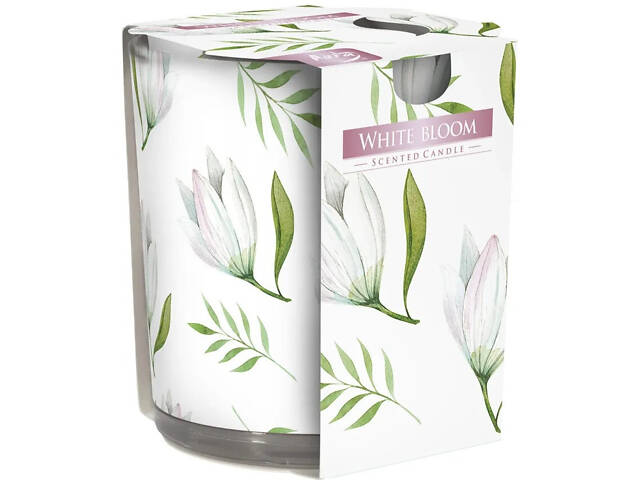 Ароматична свічка в скляному стакані Bispol Біла квітка (SN 72s-42) - Фото 1