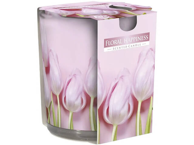 Ароматична свічка в скляному стакані Bispol Квіткове щастя (SN 72s-41) - Фото 1