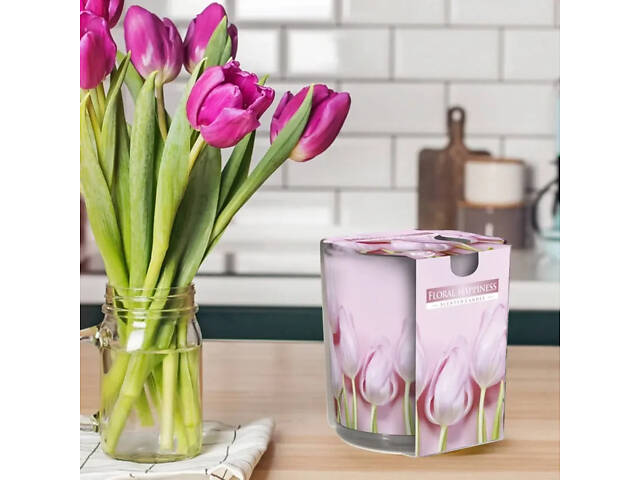 Ароматична свічка в скляному стакані Bispol Квіткове щастя (SN 72s-41) - Фото 2