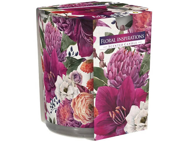 Ароматична свічка в скляному стакані Bispol Квіткові натхнення (SN 72s-30) - Фото 1