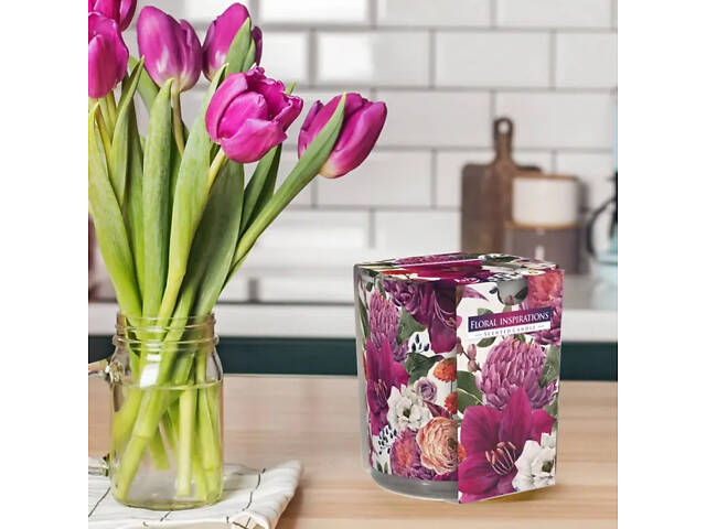 Ароматична свічка в скляному стакані Bispol Квіткові натхнення (SN 72s-30) - Фото 2