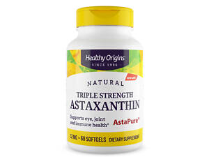 Астаксантин, Astaxanthin, Healthy Origins, 12 мг, 60 гелевых капсул