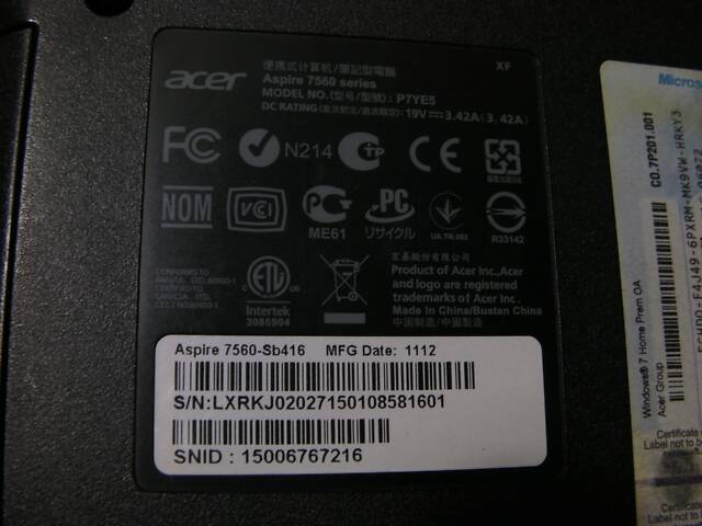 Acer Aspire 7560 Глянцевий 17.3' HD+ LED AMD А6-3400М 4x1.40ГГц-2.30ГГц 8ГБ/500ГБ Рoбоча Батарея Новий 96Вт Б/Ж з США #1 - Фото 16