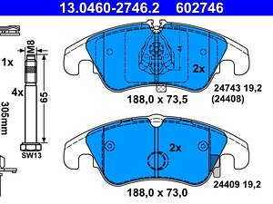 ATE 13.0460-2746.2 Колодки тормозные (передние) Audi A4 07-16/A5 07-17 (Lucas/TRW) (+датчик)