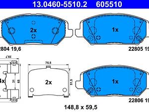 ATE 13.0460-5510.2 Колодки гальмівні (передні) Hyundai i30 16-/Kia Ceed/Pro Ceed 18-