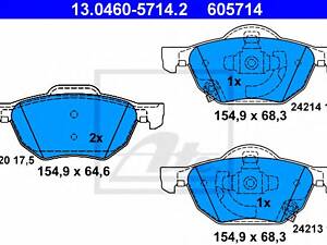 ATE 13.0460-5714.2. Колодка тормозная