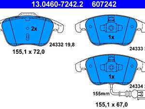 ATE 13.0460-7242.2 Колодки гальмівні (передні) Audi Q3 11-18/Tiguan 07-/Sharan 10- (Ate) (+датчик)