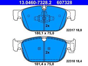 ATE 13.0460-7328.2 Колодки гальмівні (передні) Volvo S60/S90/V60/V90/XC40/XC60/XC90 15- (Ate)