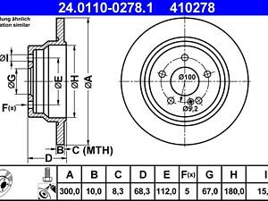 ATE 24.0110-0278.1 Диск гальмівний (задній) MB E-class (W211/W212/S211/S212) 02- (300x10 (з покриттям) (повний)