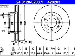 ATE 24.0128-0203.1 Диск гальмівний (передній) MB Sprinter (W906/W907/W910) 06-/VW Crafter 06- (300x28) (вент.)