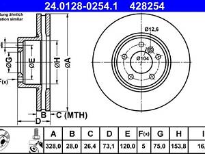 ATE 24.0128-0254.1 Тормозной диск (передний) BMW X3 (F25) 11-/X4 (F26) 14- (328x28) (с покрытием) (вентилируемый)