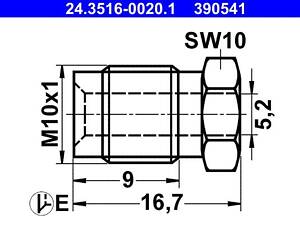 ATE 24.3516-0020.1 Соединитель тормозной трубки (M10x1/10x16.7/d=5.2)