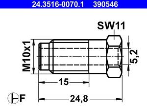 ATE 24.3516-0070.1 Соединитель тормозной трубки (M10x1/11x24.8/d=5.2)