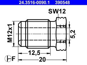 ATE 24.3516-0090.1 Соединитель тормозной трубки (M12x1/12x20/d=5.2)