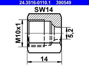 ATE 24.3516-0110.1 Соединитель тормозной трубки (M10x1/14x14/d=5.2)