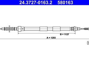 ATE 24.3727-0163.2 Трос ручника Ford Galaxy/VW Sharan 95-10 (L=1293mm)