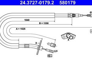 ATE 24.3727-0179.2 Трос ручника (задній) (L) MB Sprinter 408-416/VW LT 46 96- (L=1525mm)