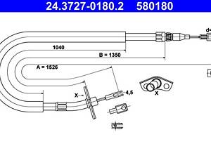 ATE 24.3727-0180.2 Трос ручника (задній) (R) MB Sprinter 408-416/VW LT 46 96- (L=1526mm)