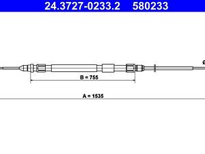 ATE 24.3727-0233.2 Трос ручника BMW 3 (E90) 04-11 (1535/755mm)