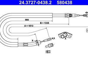 ATE 24.3727-0438.2 Трос ручника (задній) MB Sprinter 208-316/VW LT 28-35 96-06 (L=1513mm)