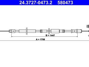 ATE 24.3727-0473.2 Трос ручника (задній) MB Sprinter (W905/W906) 06- (L=1706mm)