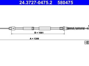 ATE 24.3727-0475.2 Трос ручника (задній) MB Sprinter (W906) 414 CDI 16-18/515 CDI 06- (L=1399mm)