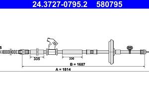 ATE 24.3727-0795.2 Трос ручника (R) Opel Astra J/Chevrolet Cruze 09- (L=1814mm)