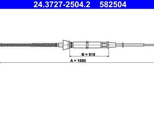 ATE 24.3727-2504.2 Трос ручника Skoda Fabia 99-08/VW Polo 01-09 (L=1580mm)